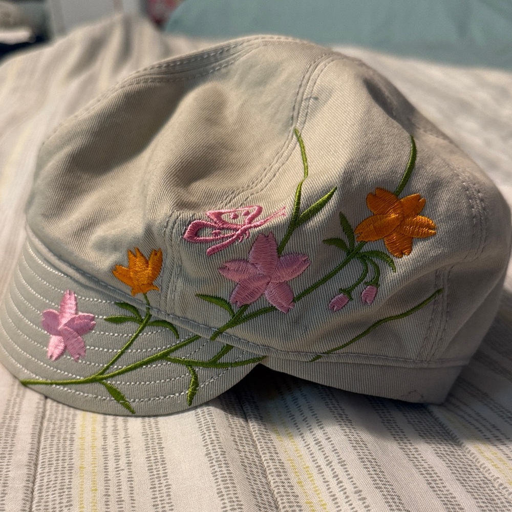 Goorin Bros Floral Embroidered Cap - Cream, Pink, Orange